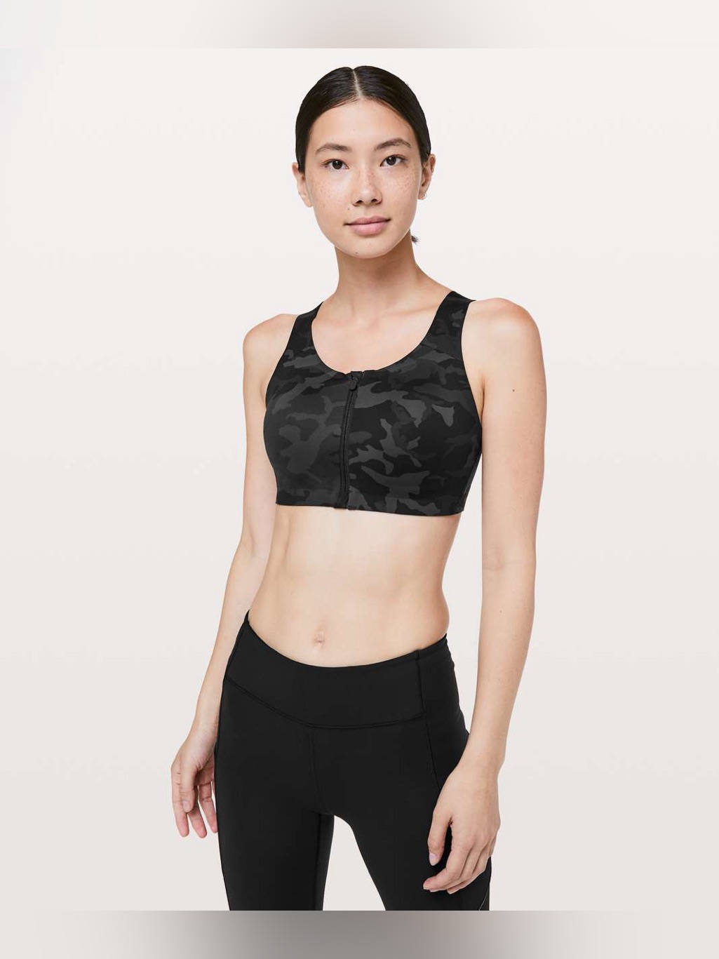 Lululemon Enlite Bra *Zip Front Incognito Camo Multi Grey
